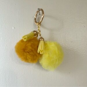 Yellow & Mustard Pom-Pom Keychain with Tassel